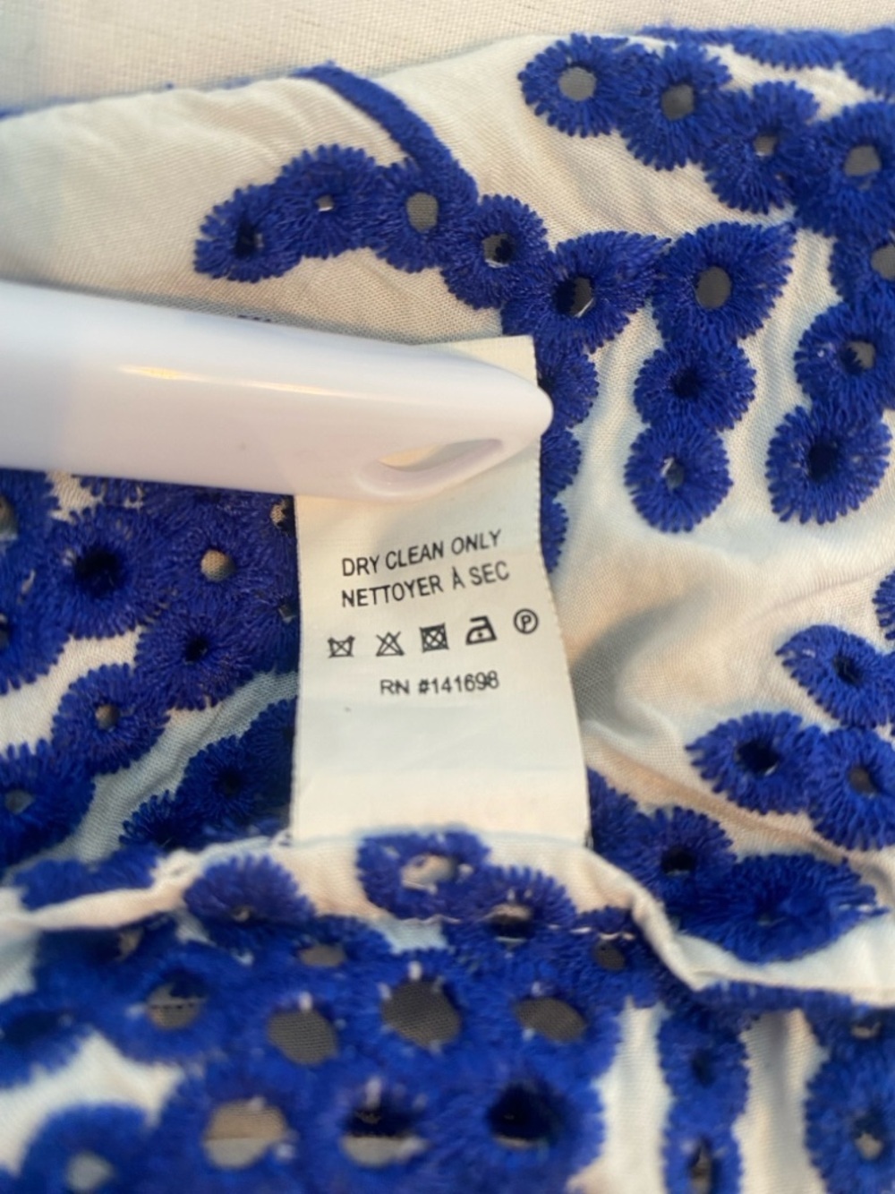 Ramy Brook Zena Embroidered Off Shoulder Mini Dress Blue and White Size XS - Picture 11 of 11